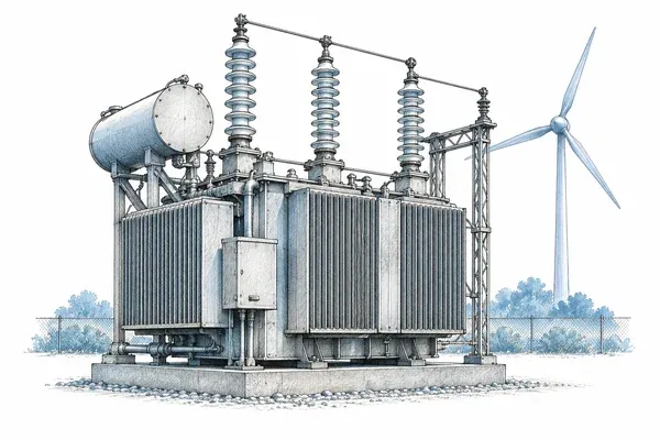 Energy & utilities equipment illustrated in ink and blue