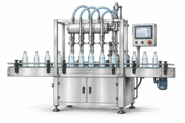 Food & beverage equipment illustrated in ink and blue